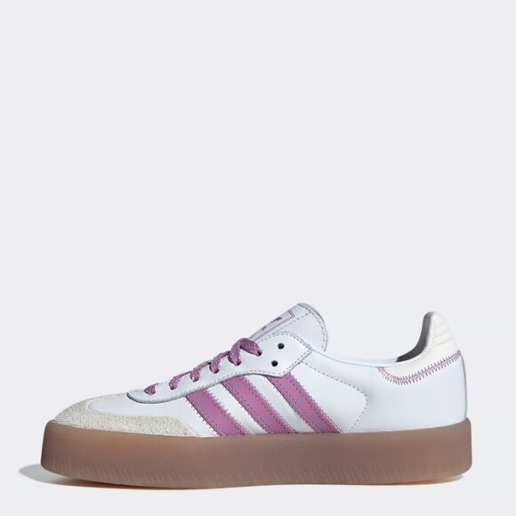 Adidas Sambae Cloud White Purple Leather Sneaker Shoe Size 7 NEW WITH TAG - Picture 3 of 5
